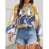 ZESICA Women’s Floral Print Blouse 2026 Long Sleeve Button Down Casual Fall Boho Oversized Tops Shirts(Turquoise)