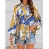 ZESICA Women’s Floral Print Blouse 2026 Long Sleeve Button Down Casual Fall Boho Oversized Tops Shirts(Turquoise)