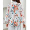 ZESICA Women’s Floral Print Blouse 2026 Long Sleeve Button Down Casual Fall Boho Oversized Tops Shirts(White)