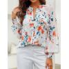 ZESICA Women’s Floral Print Blouse 2026 Long Sleeve Button Down Casual Fall Boho Oversized Tops Shirts(White)