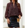 ZESICA Women’s Floral Print Blouse 2026 Long Sleeve Button Down Casual Fall Boho Oversized Tops Shirts(Wine Red)