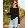 ZESICA Women’s Long Bell Sleeve Shirts 2026 Fall Going Out Asymmetrical Crop Tops Slim Fit Ribbed Ruched Y2K Clothes(Black)