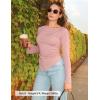 ZESICA Women’s Long Bell Sleeve Shirts 2026 Fall Going Out Asymmetrical Crop Tops Slim Fit Ribbed Ruched Y2K Clothes(Pink)