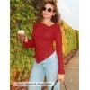 ZESICA Women’s Long Bell Sleeve Shirts 2026 Fall Going Out Asymmetrical Crop Tops Slim Fit Ribbed Ruched Y2K Clothes(Red)