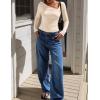 ZESICA Women’s Long Sleeve Asymmetrical Neck Ruched Slim Fit Shirts 2026 Fall Fashion Casual Tee Going Out Tops(Apricot)