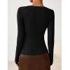 ZESICA Women’s Long Sleeve Asymmetrical Neck Ruched Slim Fit Shirts 2026 Fall Fashion Casual Tee Going Out Tops(Black)
