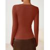 ZESICA Women’s Long Sleeve Asymmetrical Neck Ruched Slim Fit Shirts 2026 Fall Fashion Casual Tee Going Out Tops(Burnt Orange)