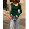 ZESICA Women’s Long Sleeve Asymmetrical Neck Ruched Slim Fit Shirts 2026 Fall Fashion Casual Tee Going Out Tops(Green)