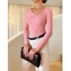 ZESICA Women’s Long Sleeve Asymmetrical Neck Ruched Slim Fit Shirts 2026 Fall Fashion Casual Tee Going Out Tops(Pink)