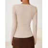 ZESICA Women’s Long Sleeve Asymmetrical Neck Ruched Slim Fit Shirts 2026 Fall Fashion Casual Tee Going Out Tops(Sand)
