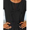 ZESICA Women’s Long Sleeve Babydoll Tops Crewneck Tie Front Casual Loose Ruffle Flowy Peplum Shirts 2026 Fall Blouses(Black)