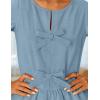 ZESICA Women’s Long Sleeve Babydoll Tops Crewneck Tie Front Casual Loose Ruffle Flowy Peplum Shirts 2026 Fall Blouses(Dustyblue)