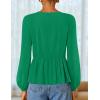 ZESICA Women’s Long Sleeve Babydoll Tops Crewneck Tie Front Casual Loose Ruffle Flowy Peplum Shirts 2026 Fall Blouses(Green)