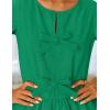 ZESICA Women’s Long Sleeve Babydoll Tops Crewneck Tie Front Casual Loose Ruffle Flowy Peplum Shirts 2026 Fall Blouses(Green)
