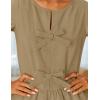 ZESICA Women’s Long Sleeve Babydoll Tops Crewneck Tie Front Casual Loose Ruffle Flowy Peplum Shirts 2026 Fall Blouses(Khaki)