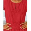 ZESICA Women’s Long Sleeve Babydoll Tops Crewneck Tie Front Casual Loose Ruffle Flowy Peplum Shirts 2026 Fall Blouses(Red)
