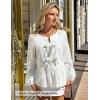 ZESICA Women’s Long Sleeve Babydoll Tops Crewneck Tie Front Casual Loose Ruffle Flowy Peplum Shirts 2026 Fall Blouses(White)