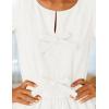 ZESICA Women’s Long Sleeve Babydoll Tops Crewneck Tie Front Casual Loose Ruffle Flowy Peplum Shirts 2026 Fall Blouses(White)