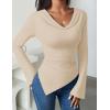ZESICA Women’s Long Sleeve Cowl Neck Shirts Slim Fit Going Out Y2k Tops Blouses 2026 Spring Outfits Fashion Clothes(Apricot)