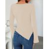 ZESICA Women’s Long Sleeve Cowl Neck Shirts Slim Fit Going Out Y2k Tops Blouses 2026 Spring Outfits Fashion Clothes(Apricot)