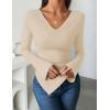 ZESICA Women’s Long Sleeve Cowl Neck Shirts Slim Fit Going Out Y2k Tops Blouses 2026 Spring Outfits Fashion Clothes(Apricot)