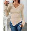 ZESICA Women’s Long Sleeve Cowl Neck Shirts Slim Fit Going Out Y2k Tops Blouses 2026 Spring Outfits Fashion Clothes(Apricot)