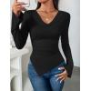 ZESICA Women’s Long Sleeve Cowl Neck Shirts Slim Fit Going Out Y2k Tops Blouses 2026 Spring Outfits Fashion Clothes(Black)
