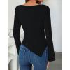 ZESICA Women’s Long Sleeve Cowl Neck Shirts Slim Fit Going Out Y2k Tops Blouses 2026 Spring Outfits Fashion Clothes(Black)