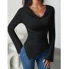ZESICA Women’s Long Sleeve Cowl Neck Shirts Slim Fit Going Out Y2k Tops Blouses 2026 Spring Outfits Fashion Clothes(Black)