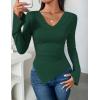 ZESICA Women’s Long Sleeve Cowl Neck Shirts Slim Fit Going Out Y2k Tops Blouses 2026 Spring Outfits Fashion Clothes(Darkgreen)