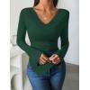 ZESICA Women’s Long Sleeve Cowl Neck Shirts Slim Fit Going Out Y2k Tops Blouses 2026 Spring Outfits Fashion Clothes(Darkgreen)