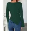 ZESICA Women’s Long Sleeve Cowl Neck Shirts Slim Fit Going Out Y2k Tops Blouses 2026 Spring Outfits Fashion Clothes(Darkgreen)