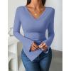 ZESICA Women’s Long Sleeve Cowl Neck Shirts Slim Fit Going Out Y2k Tops Blouses 2026 Spring Outfits Fashion Clothes(Dustyblue)