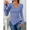 ZESICA Women’s Long Sleeve Cowl Neck Shirts Slim Fit Going Out Y2k Tops Blouses 2026 Spring Outfits Fashion Clothes(Dustyblue)