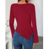 ZESICA Women’s Long Sleeve Cowl Neck Shirts Slim Fit Going Out Y2k Tops Blouses 2026 Spring Outfits Fashion Clothes(Red)