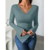 ZESICA Women’s Long Sleeve Cowl Neck Shirts Slim Fit Going Out Y2k Tops Blouses 2026 Spring Outfits Fashion Clothes(Turquoise)
