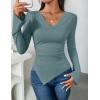ZESICA Women’s Long Sleeve Cowl Neck Shirts Slim Fit Going Out Y2k Tops Blouses 2026 Spring Outfits Fashion Clothes(Turquoise)