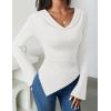 ZESICA Women’s Long Sleeve Cowl Neck Shirts Slim Fit Going Out Y2k Tops Blouses 2026 Spring Outfits Fashion Clothes(White)