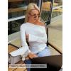 ZESICA Women’s Long Sleeve Cowl Neck Shirts Slim Fit Going Out Y2k Tops Blouses 2026 Spring Outfits Fashion Clothes(White)