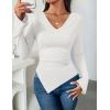 ZESICA Women’s Long Sleeve Cowl Neck Shirts Slim Fit Going Out Y2k Tops Blouses 2026 Spring Outfits Fashion Clothes(White)