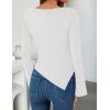 ZESICA Women’s Long Sleeve Cowl Neck Shirts Slim Fit Going Out Y2k Tops Blouses 2026 Spring Outfits Fashion Clothes(White)