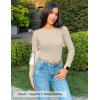 ZESICA Women’s Long Sleeve Crewneck Shirts 2026 Spring Ribbed Knit Sweater Slim Fitted Casual Basic Tee Tops(Almond)