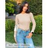ZESICA Women’s Long Sleeve Crewneck Shirts 2026 Spring Ribbed Knit Sweater Slim Fitted Casual Basic Tee Tops(Apricot)