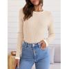 ZESICA Women’s Long Sleeve Crewneck Shirts 2026 Spring Ribbed Knit Sweater Slim Fitted Casual Basic Tee Tops(Apricot)