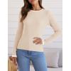ZESICA Women’s Long Sleeve Crewneck Shirts 2026 Spring Ribbed Knit Sweater Slim Fitted Casual Basic Tee Tops(Apricot)