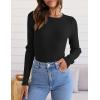 ZESICA Women’s Long Sleeve Crewneck Shirts 2026 Spring Ribbed Knit Sweater Slim Fitted Casual Basic Tee Tops(Black)