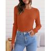 ZESICA Women’s Long Sleeve Crewneck Shirts 2026 Spring Ribbed Knit Sweater Slim Fitted Casual Basic Tee Tops(Caramel)