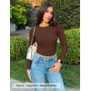 ZESICA Women’s Long Sleeve Crewneck Shirts 2026 Spring Ribbed Knit Sweater Slim Fitted Casual Basic Tee Tops(Coffee)