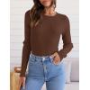 ZESICA Women’s Long Sleeve Crewneck Shirts 2026 Spring Ribbed Knit Sweater Slim Fitted Casual Basic Tee Tops(Coffee)