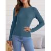 ZESICA Women’s Long Sleeve Crewneck Shirts 2026 Spring Ribbed Knit Sweater Slim Fitted Casual Basic Tee Tops(Darkblue)